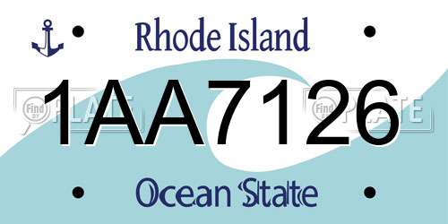 1AA7126 Rhode Island License Plate