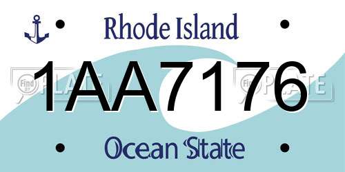 1AA7176 Rhode Island License Plate