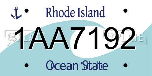 1AA7192 Rhode Island License Plate