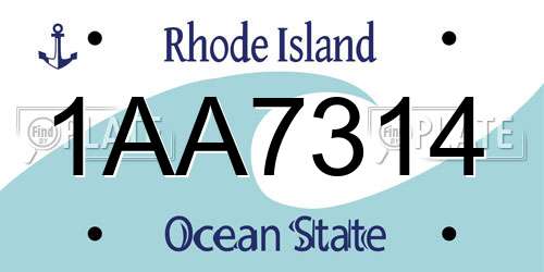 1AA7314 Rhode Island License Plate