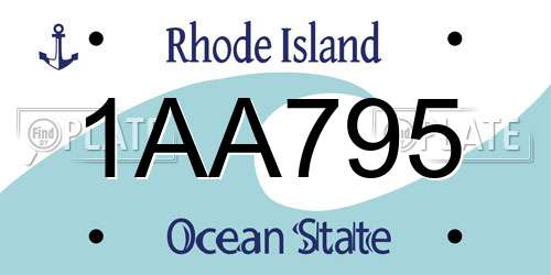 1AA795 Rhode Island License Plate