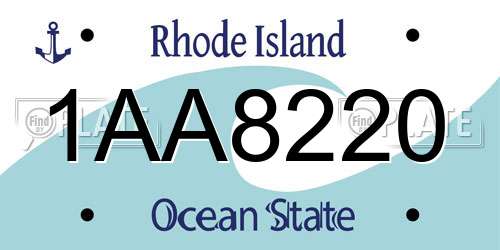 1AA8220 Rhode Island License Plate