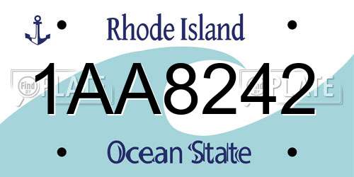 1AA8242 Rhode Island License Plate