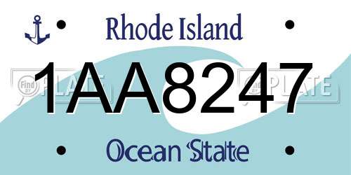 1AA8247 Rhode Island License Plate