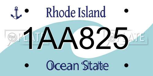 1AA825 Rhode Island License Plate