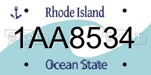 1AA8534 Rhode Island License Plate