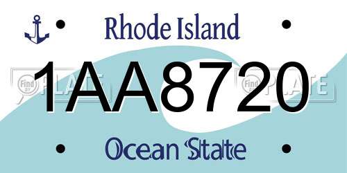 1AA8720 Rhode Island License Plate