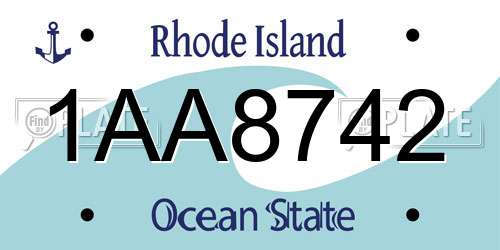 1AA8742 Rhode Island License Plate