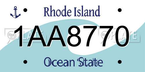 1AA8770 Rhode Island License Plate