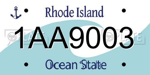 1AA9003 Rhode Island License Plate