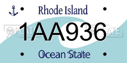 1AA936 Rhode Island License Plate