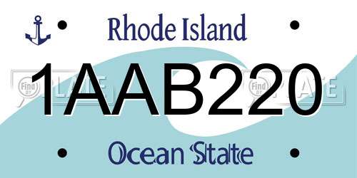 1AAB220 Rhode Island License Plate