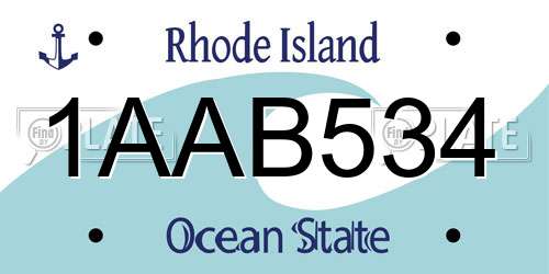 1AAB534 Rhode Island License Plate