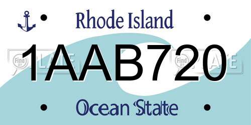 1AAB720 Rhode Island License Plate