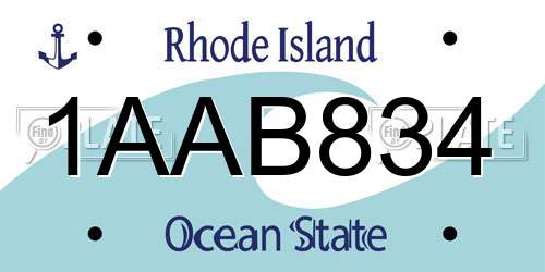 1AAB834 Rhode Island License Plate