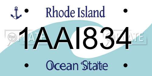 1AAI834 Rhode Island License Plate