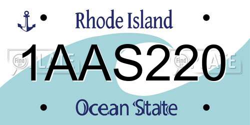 1AAS220 Rhode Island License Plate