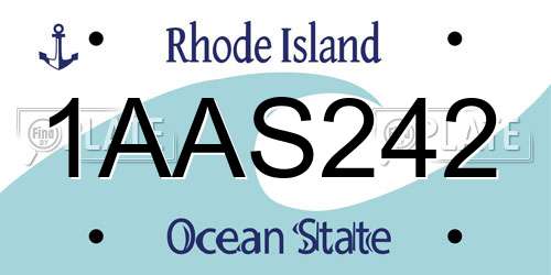 1AAS242 Rhode Island License Plate