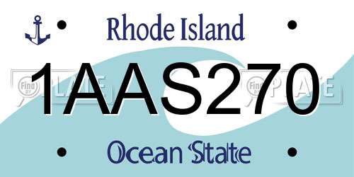 1AAS270 Rhode Island License Plate