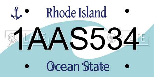 1AAS534 Rhode Island License Plate