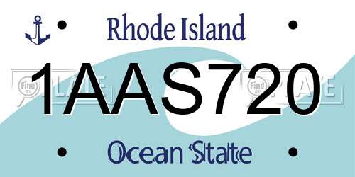 1AAS720 Rhode Island License Plate
