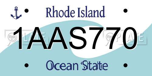 1AAS770 Rhode Island License Plate