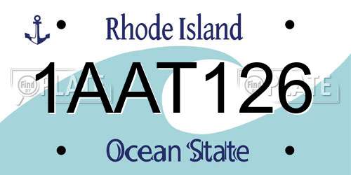 1AAT126 Rhode Island License Plate