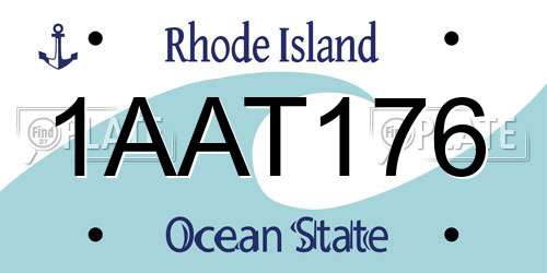 1AAT176 Rhode Island License Plate