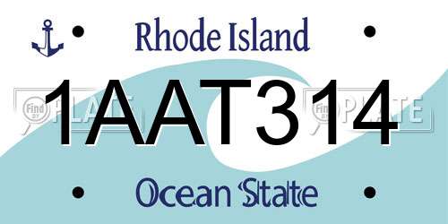 1AAT314 Rhode Island License Plate