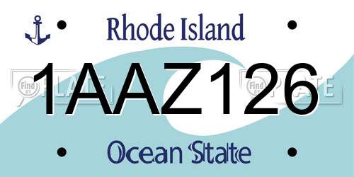 1AAZ126 Rhode Island License Plate