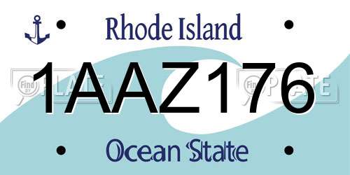 1AAZ176 Rhode Island License Plate
