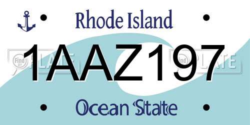 1AAZ197 Rhode Island License Plate