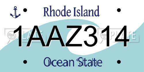 1AAZ314 Rhode Island License Plate