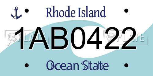 1AB0422 Rhode Island License Plate