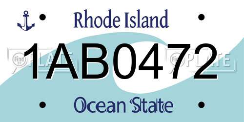 1AB0472 Rhode Island License Plate