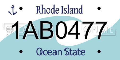 1AB0477 Rhode Island License Plate
