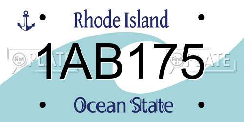 1AB175 Rhode Island License Plate