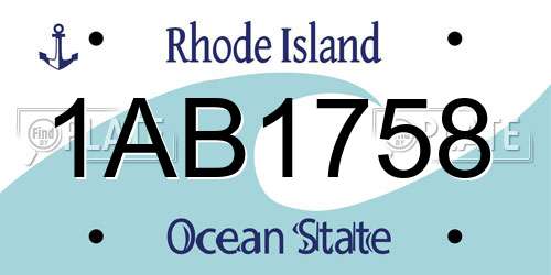 1AB1758 Rhode Island License Plate