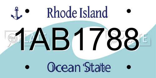 1AB1788 Rhode Island License Plate