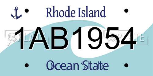 1AB1954 Rhode Island License Plate