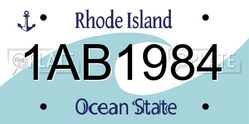 1AB1984 Rhode Island License Plate