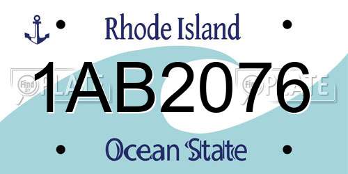 1AB2076 Rhode Island License Plate