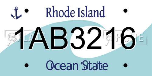 1AB3216 Rhode Island License Plate
