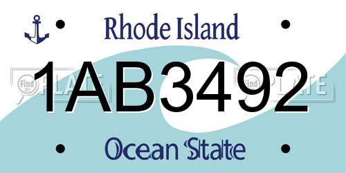 1AB3492 Rhode Island License Plate