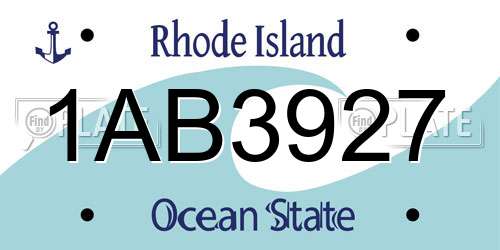 1AB3927 Rhode Island License Plate