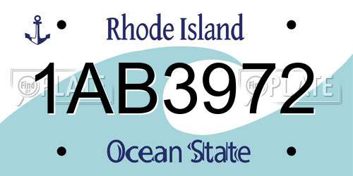 1AB3972 Rhode Island License Plate