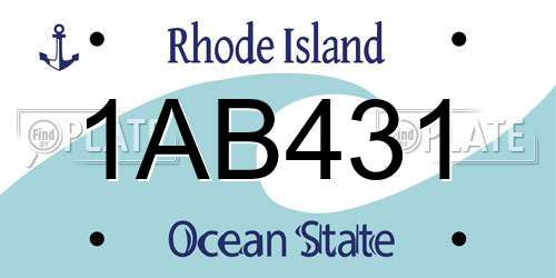 1AB431 Rhode Island License Plate