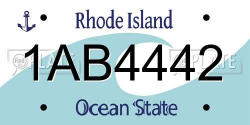 1AB4442 Rhode Island License Plate