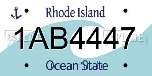 1AB4447 Rhode Island License Plate