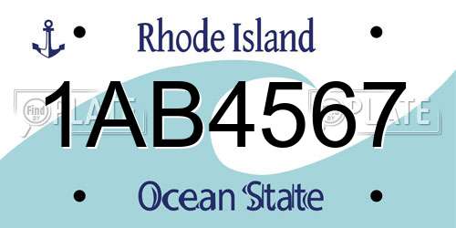 1AB4567 Rhode Island License Plate